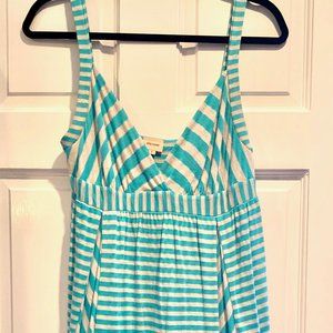 Ella Moss tan and blue striped Jersey knit dress